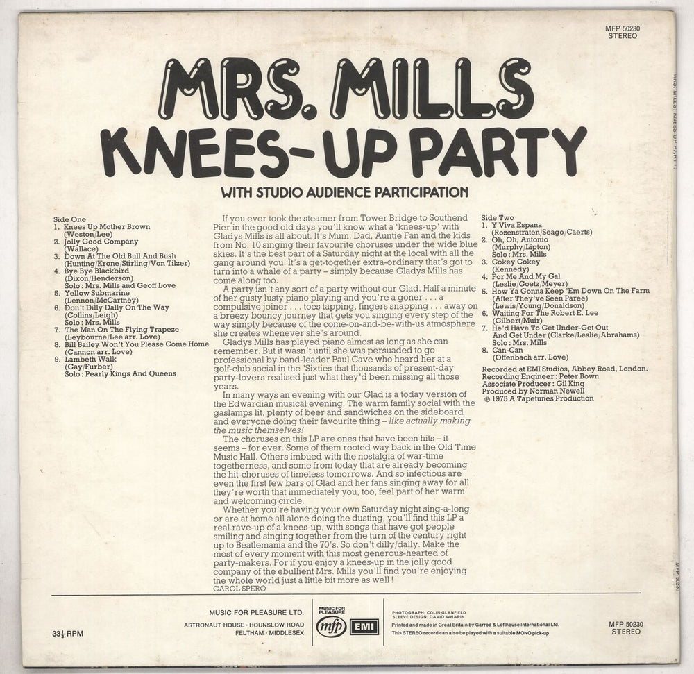 Mrs. Mills Knees-Up Party UK vinyl LP album (LP record)