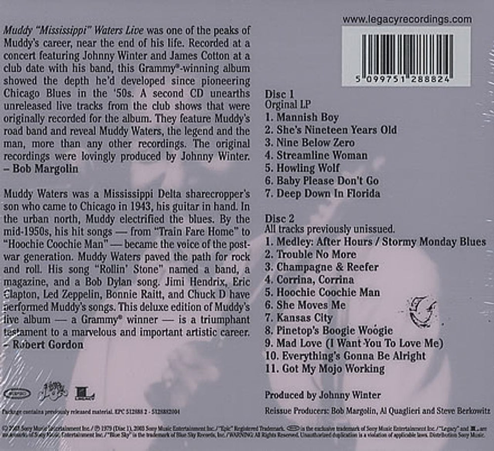 Muddy Waters Muddy 'Mississippi' Waters Live UK 2 CD album set (Double CD) MDW2CMU257312