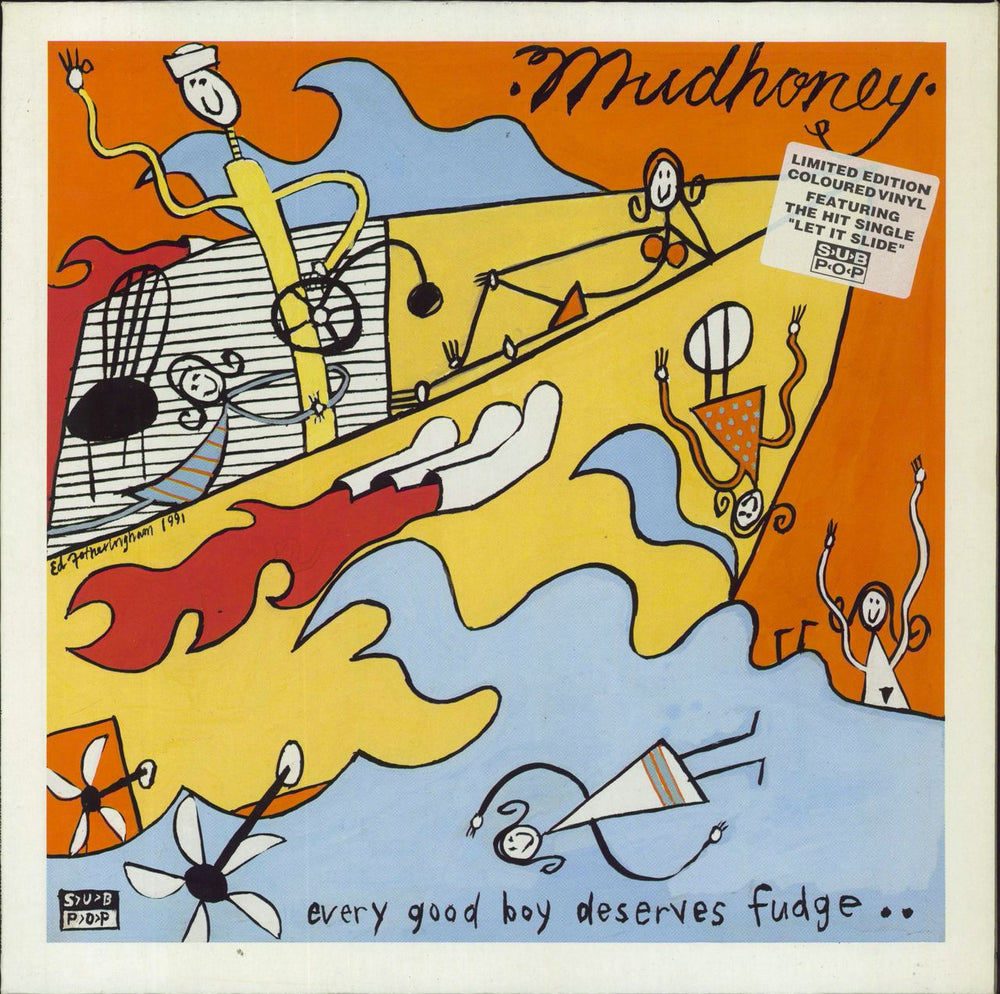 Mudhoney Every Good Boy Deserves Fudge - Light Grey Vinyl + Stickered sleeve German vinyl LP album (LP record) SP18/160