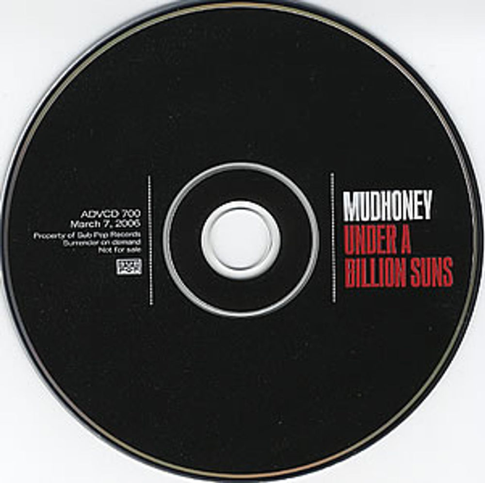 Mudhoney Under A Billion Suns US Promo CD album (CDLP) ADVSP700