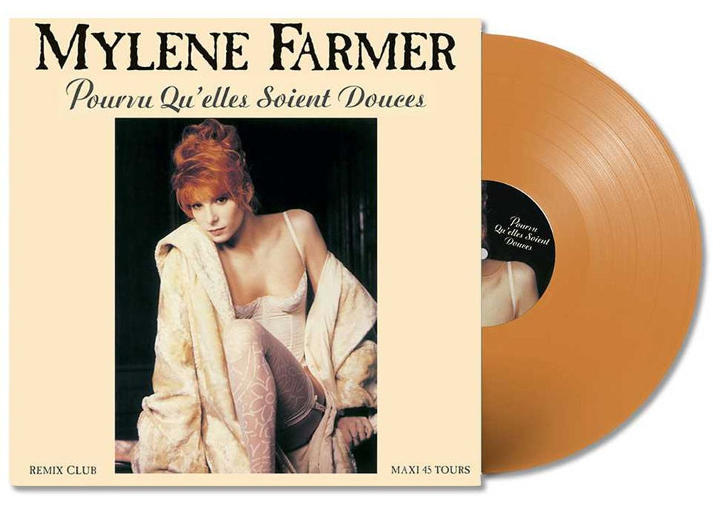 Mylene Farmer Pourvu Qu'elles Soient Douces - Orange Vinyl French 12" vinyl single (12 inch record / Maxi-single) 887847-1