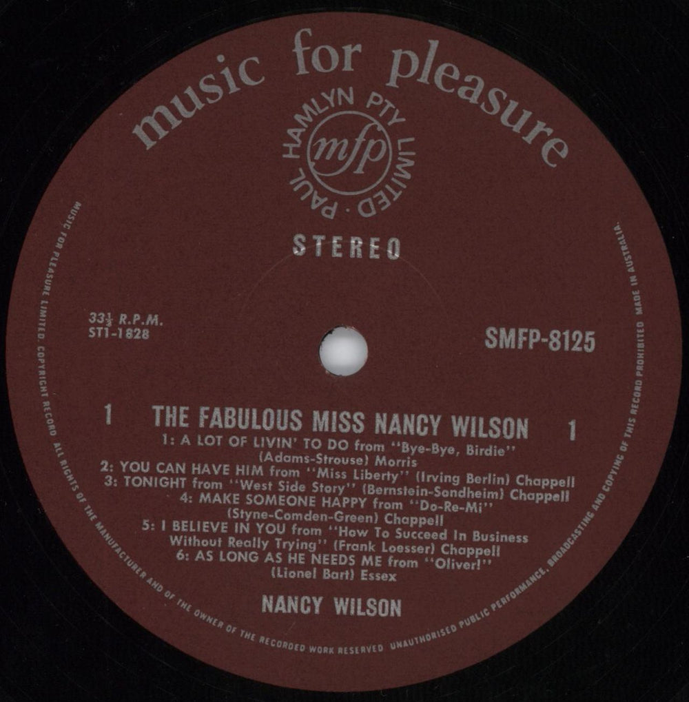 Nancy Wilson (Jazz) The Fabulous Miss Nancy Wilson Australian vinyl LP album (LP record) NWLLPTH816549