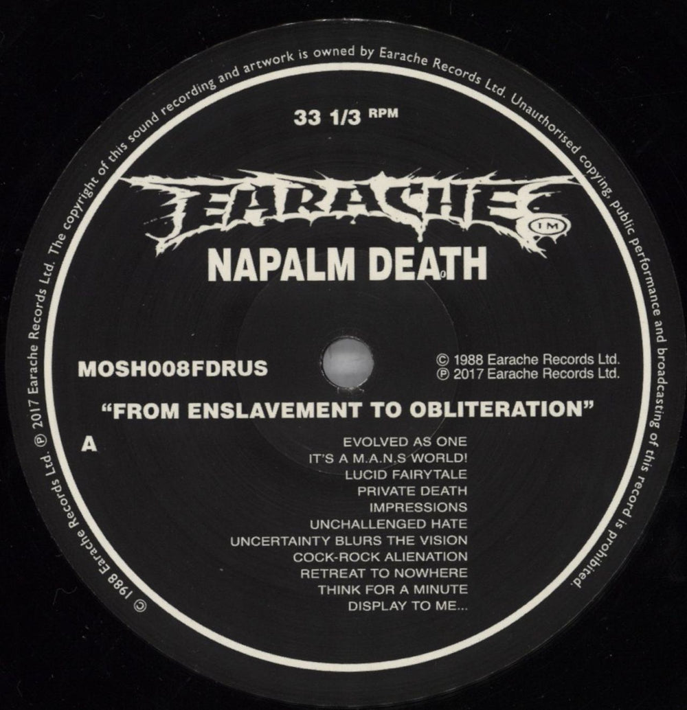 Napalm Death From Enslavement To Obliteration UK vinyl LP album (LP record) NAPLPFR823201