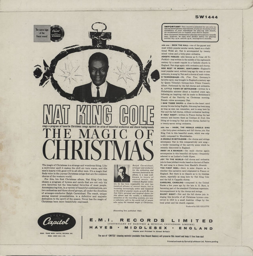 Nat King Cole The Magic Of Christmas - Rainbow Rim Label UK vinyl LP album (LP record)