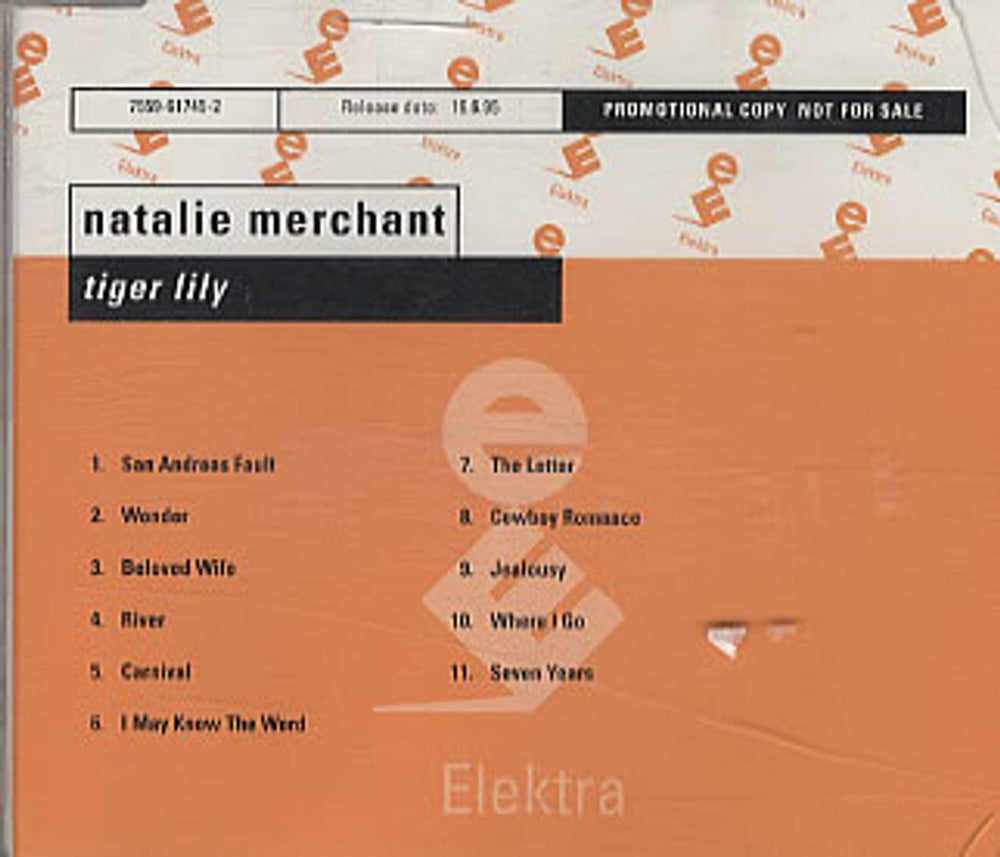 Natalie Merchant Tiger Lily UK Promo CD album (CDLP) PROP28