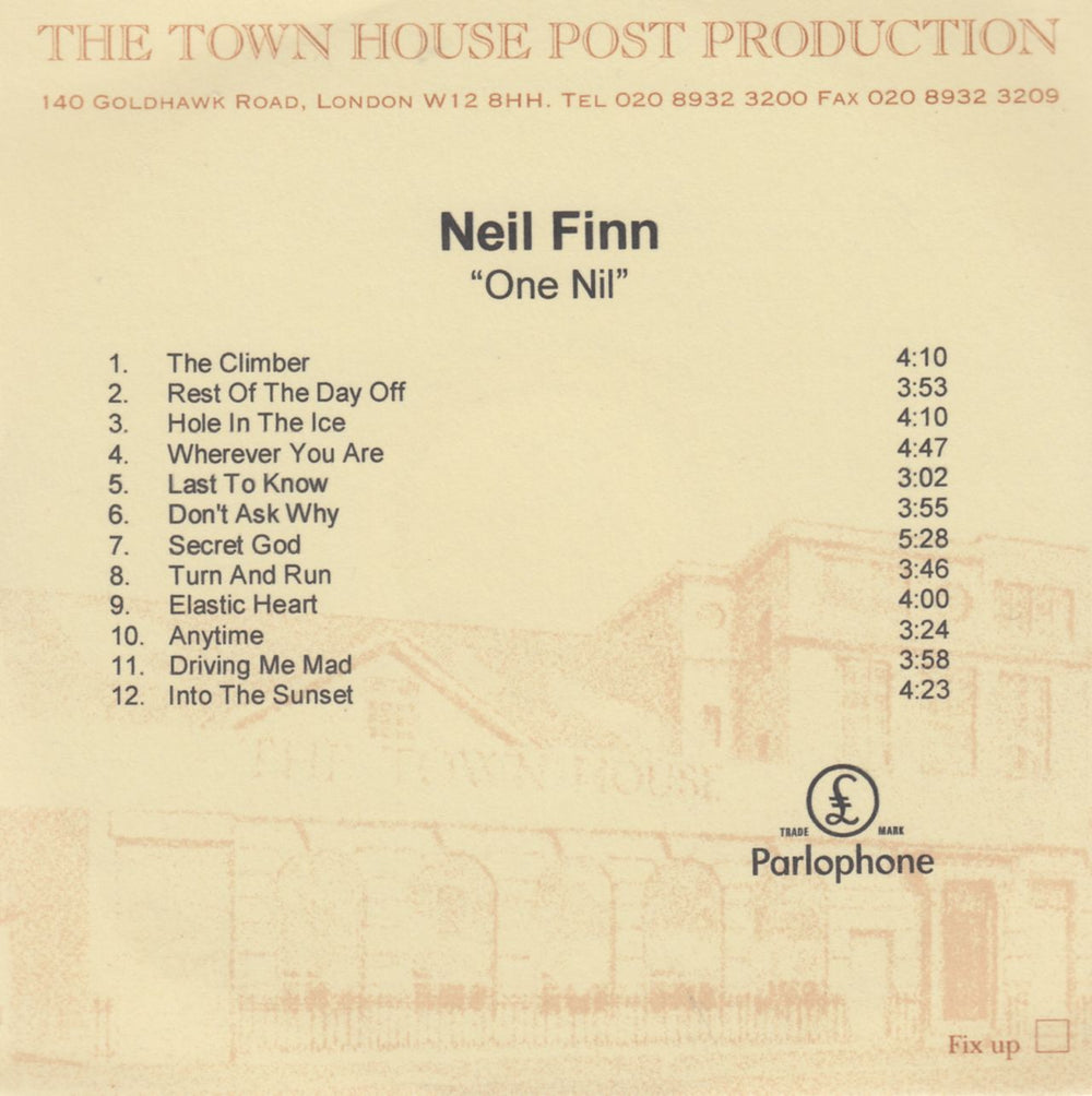 Neil Finn One Nil UK Promo CD-R acetate CD ACETATE