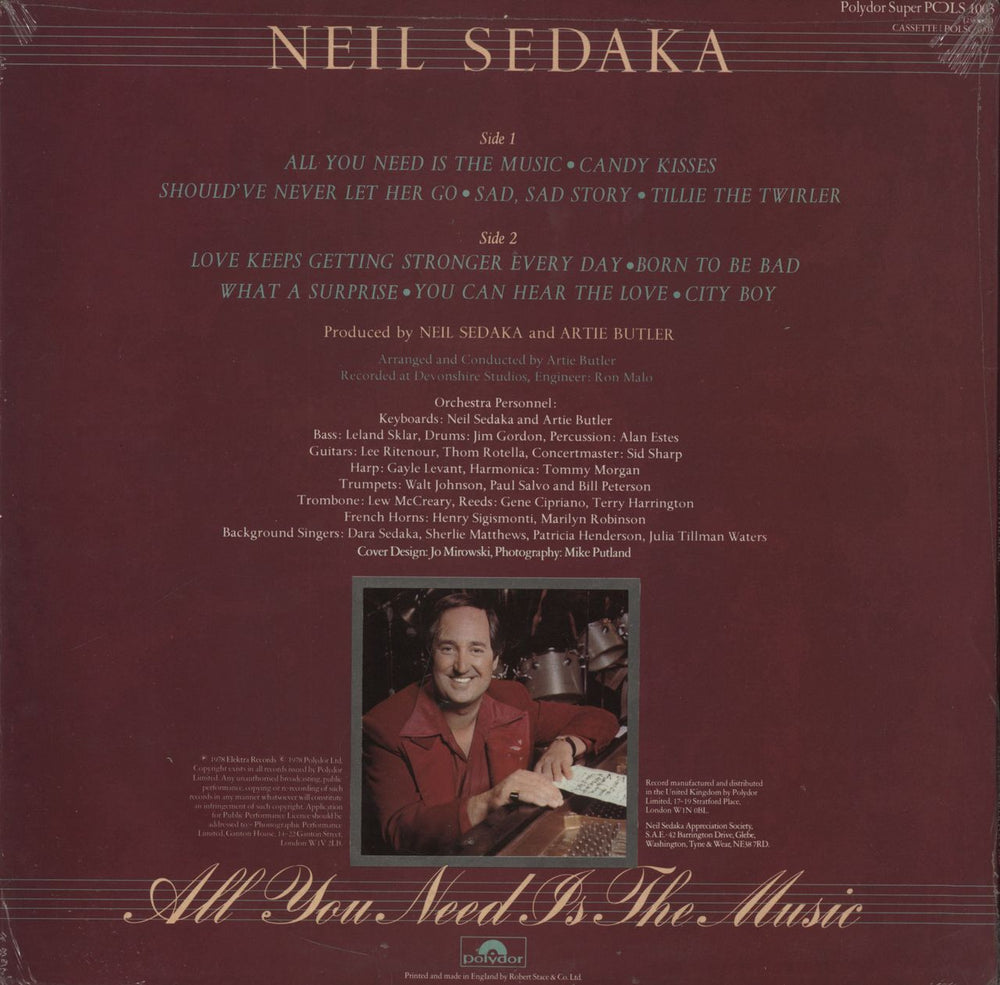 Neil Sedaka All You Need Is The Music - Opern Shrink UK vinyl LP album (LP record)