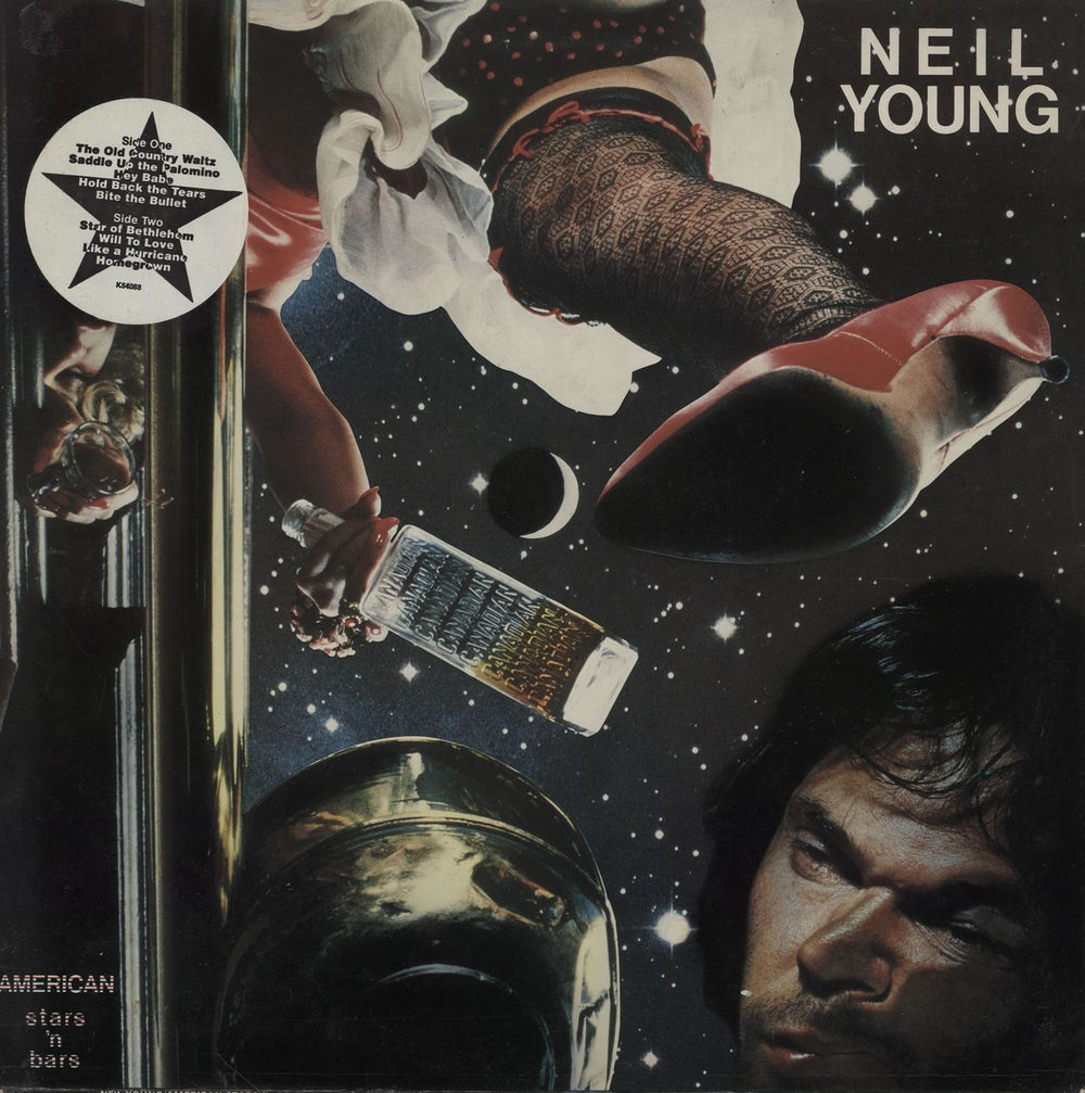 Neil Young American Stars 'N Bars - Stickered - Shrink UK vinyl LP album (LP record)