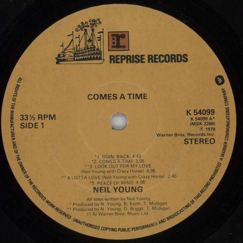 Neil Young Comes A Time - Misprint UK vinyl LP album (LP record) YOULPCO823309