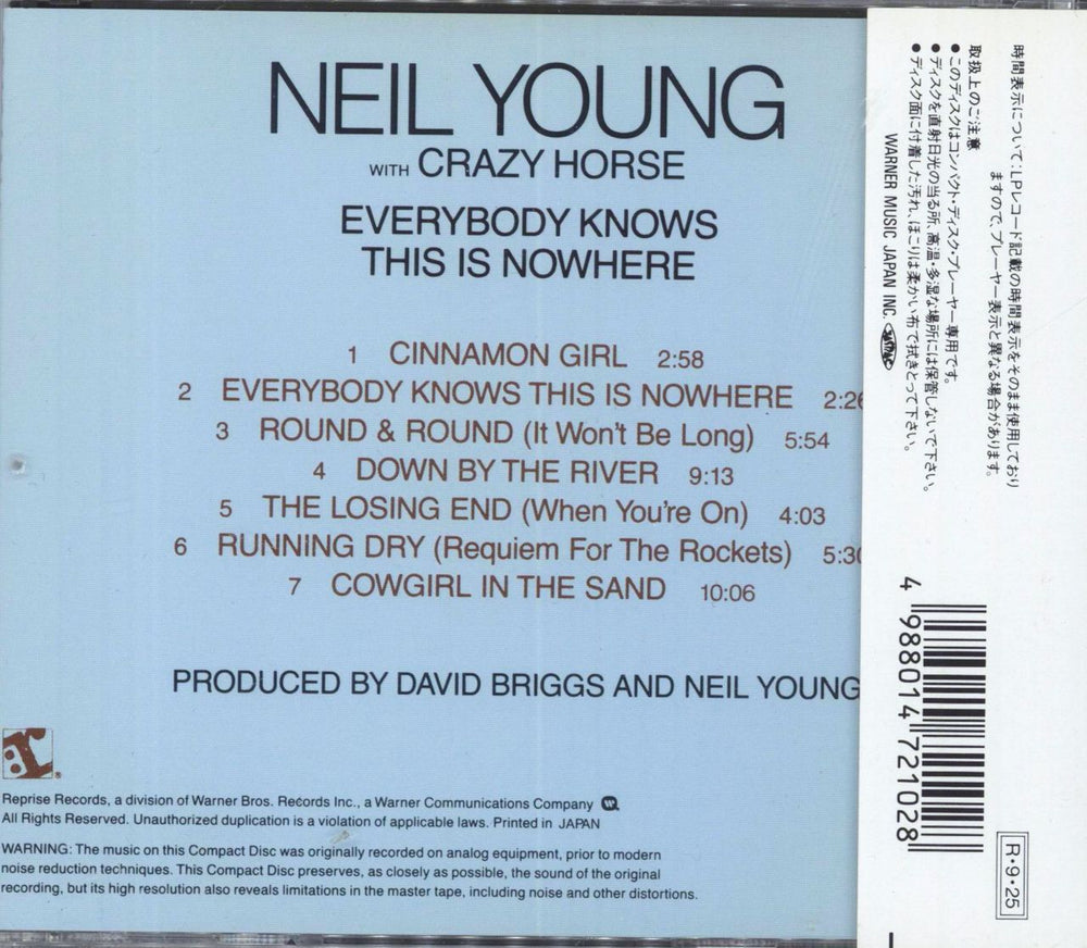 Neil Young Everybody Knows This Is Nowhere Japanese CD album (CDLP) 4988014721028