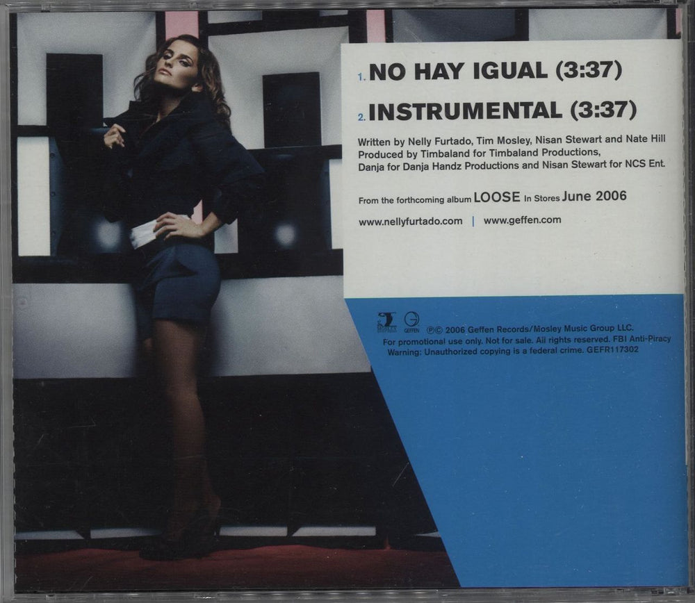 Nelly Furtado No Hay Igual US Promo CD single (CD5 / 5") N-FC5NO363635