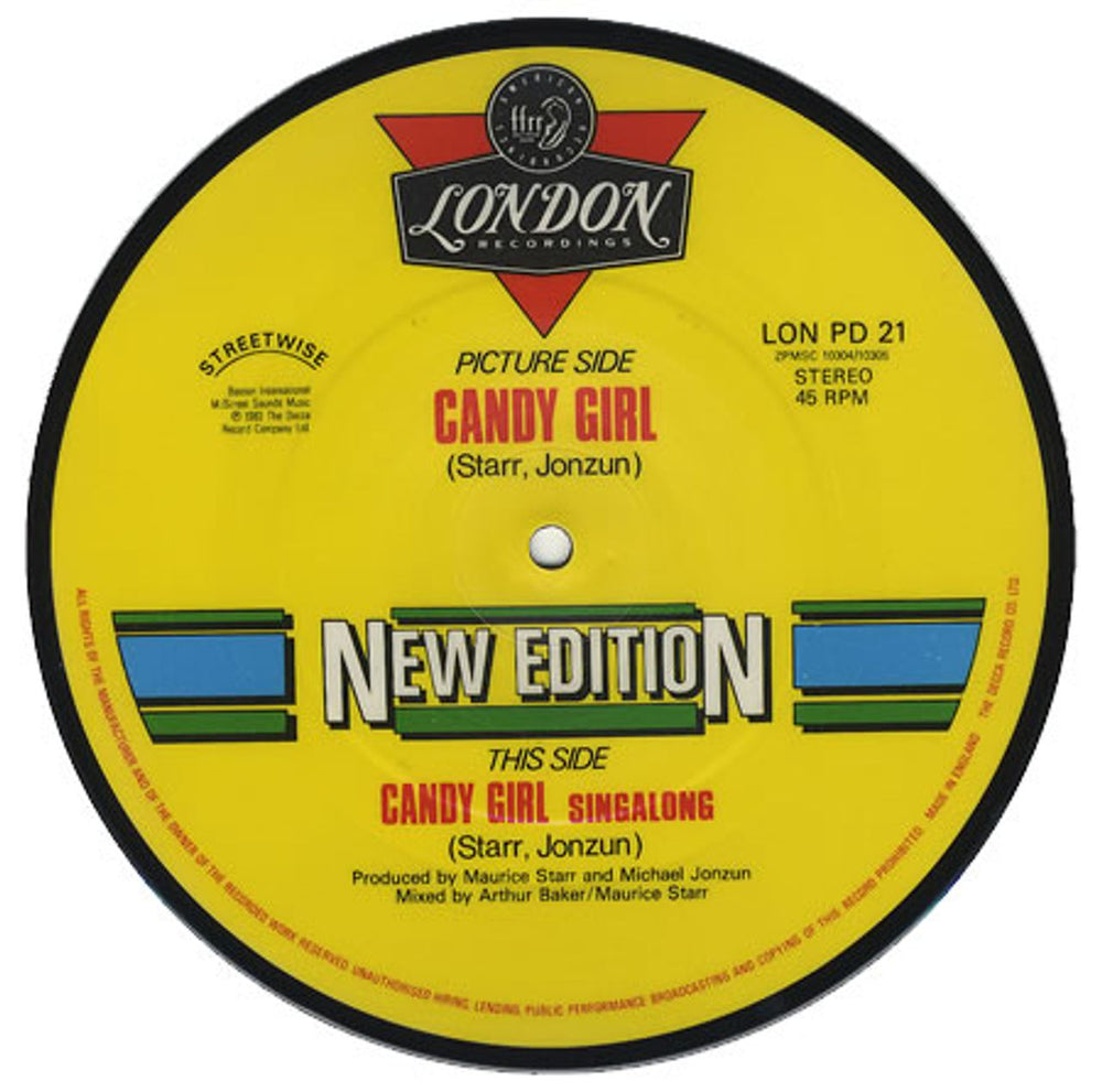 New Edition Candy Girl UK 7" vinyl picture disc (7 inch picture disc single) NDT7PCA232338