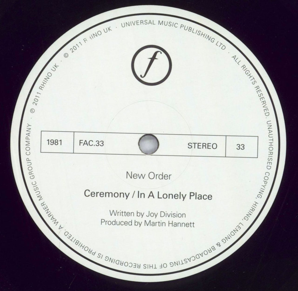 New Order Ceremony / In A Lonely Place - Shrink UK 12" vinyl single (12 inch record / Maxi-single) NEW12CE779899