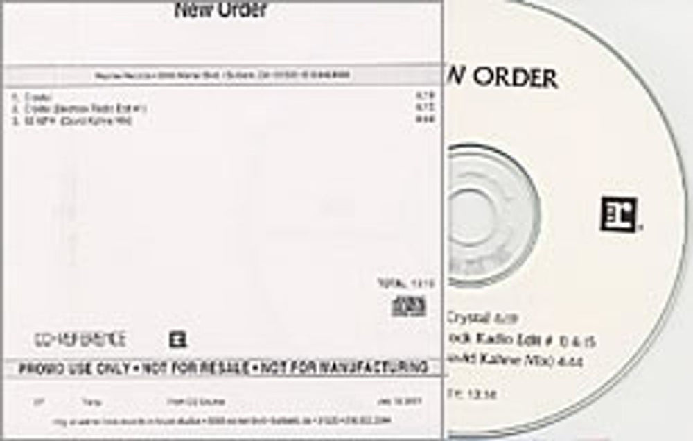 New Order Crystal US Promo CD-R acetate NEWCRCR194392