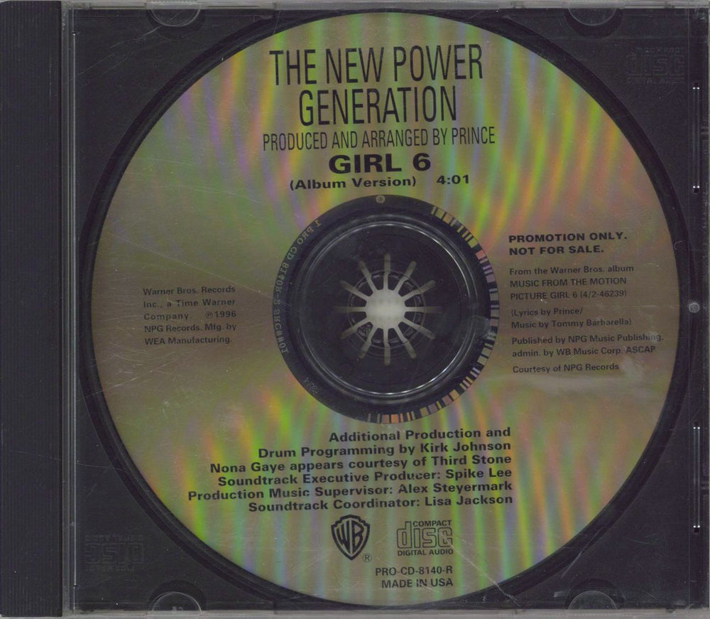 New Power Generation Girl 6 US Promo CD single (CD5 / 5") PRO-CD-8140