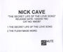 Nick Cave The Secret Life Of The Love Song UK Promo CD-R acetate CD-R