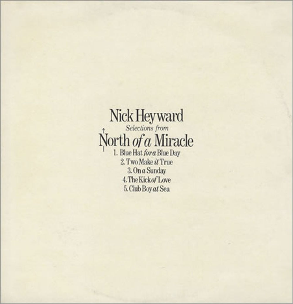 Nick Heyward Selections From North Of A Miracle UK Promo 12" vinyl single (12 inch record / Maxi-single) NICK1