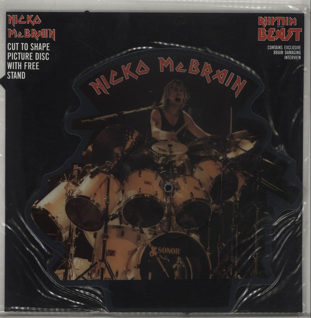 Nicko McBrain Rhythm Of The Beast + Plinth UK shaped picture disc (picture disc vinyl record) NICKOPD1