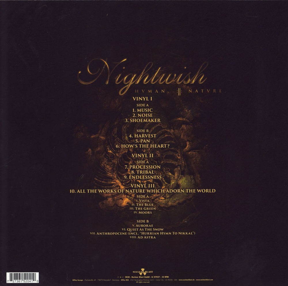 Nightwish Human. :||: Nature. German 3-LP vinyl record set (Triple LP Album) 727361520410