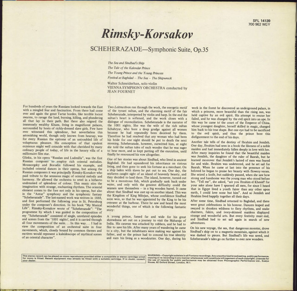 Nikolai Rimsky-Korsakov Rimsky-Korsakov: Scheherazade UK vinyl LP album (LP record)