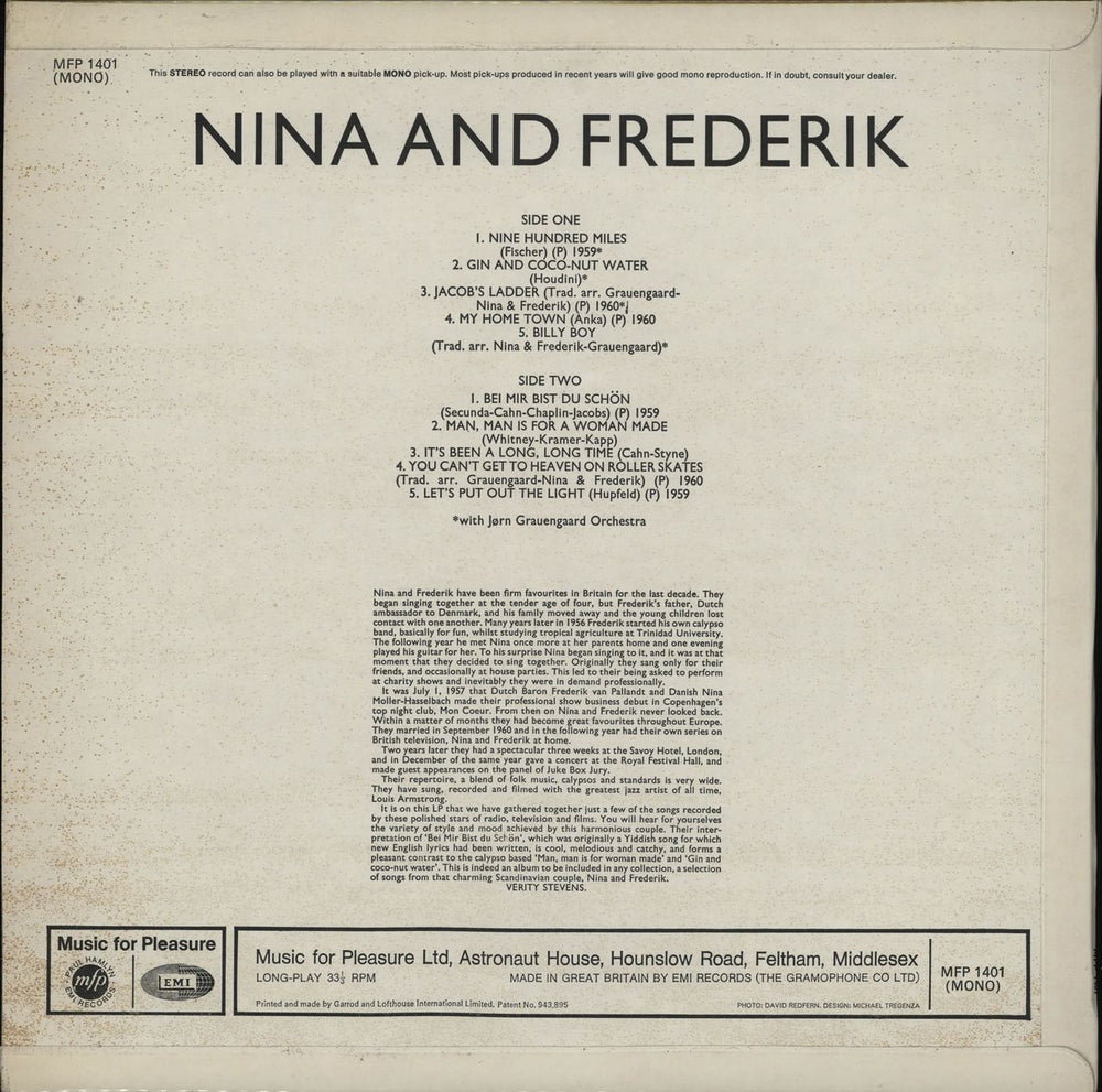 Nina & Frederik Nina And Frederik UK vinyl LP album (LP record)