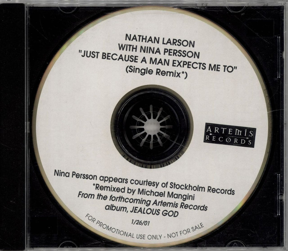 Nina Persson Just Because A Man Expects Me To US Promo CD-R acetate CD-R