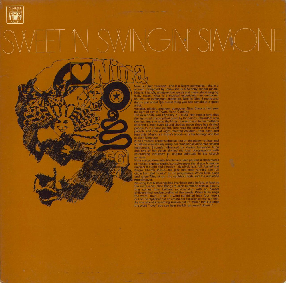 Nina Simone Sweet N Swingin' Simone UK vinyl LP album (LP record) MAL1136