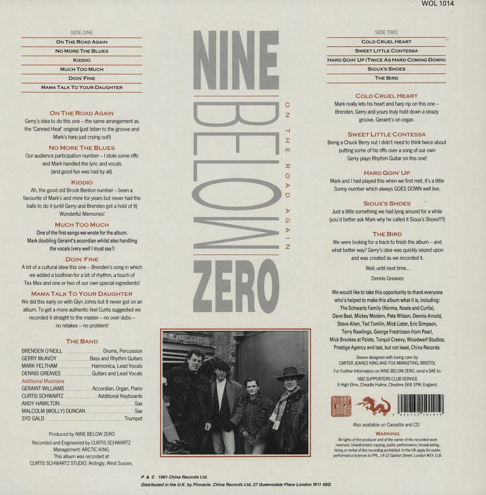 Nine Below Zero On The Road Again UK vinyl LP album (LP record) 5021732101419