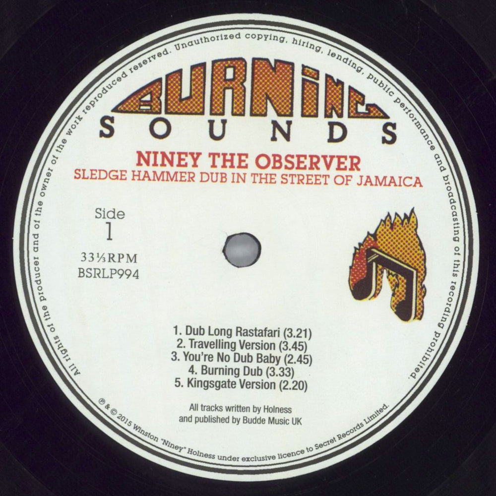 Niney The Observer Sledge Hammer Dub In The Street Of Jamaica UK vinyl LP album (LP record) 5ONLPSL820648