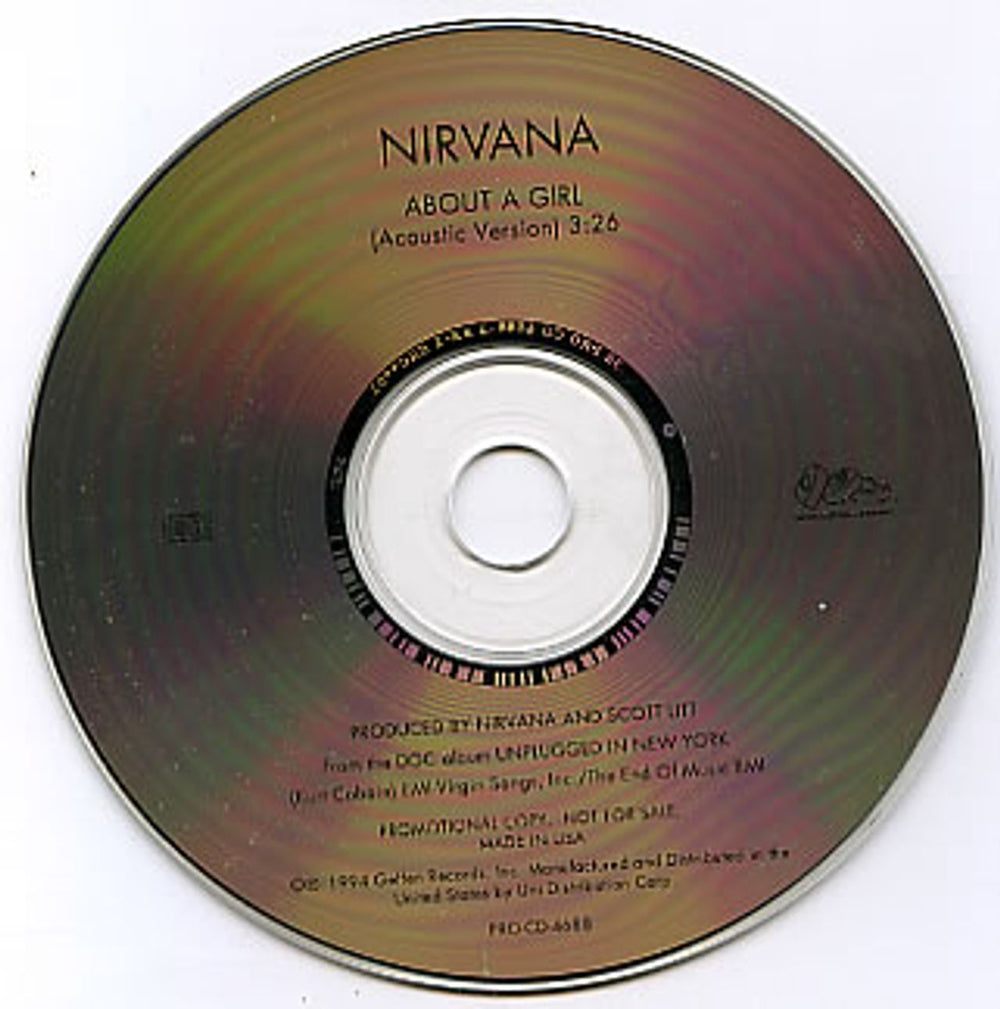 Nirvana (US) About A Girl Acoustic US Promo CD single (CD5 / 5") PRO-CD-4688