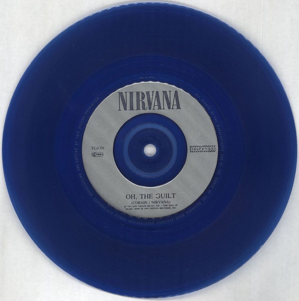 Nirvana (US) Oh The Guilt - Blue Vinyl - EX UK 7" vinyl single (7 inch record / 45) NIR07OH610536