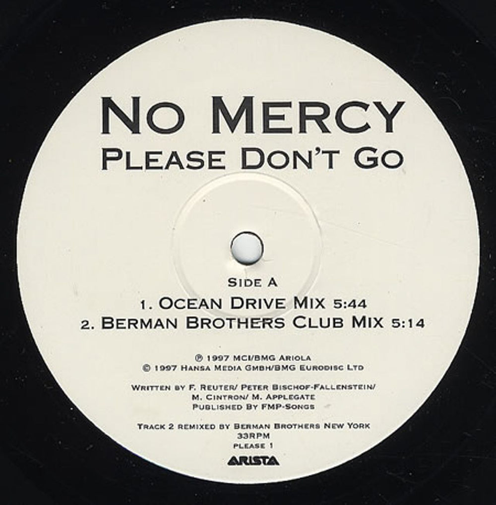 No Mercy Please Don't Go UK Promo 12" vinyl single (12 inch record / Maxi-single) PLEASE1