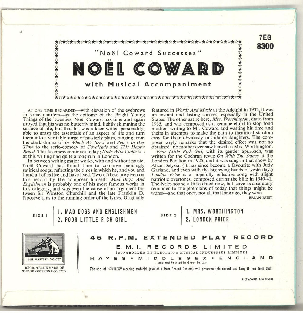 Noël Coward Successes UK 7" vinyl single (7 inch record / 45) NCA07SU696344