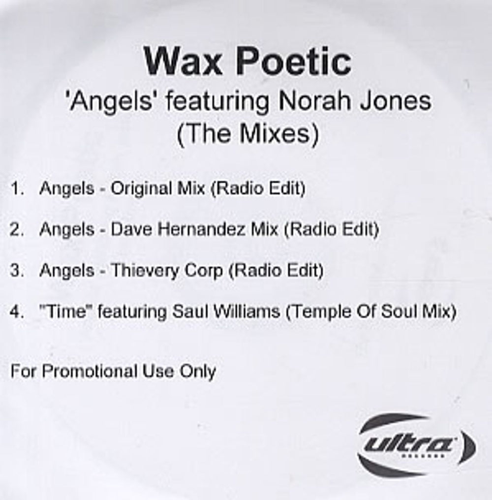 Norah Jones Angels - The Mixes UK Promo CD-R acetate CD-R ACETATE