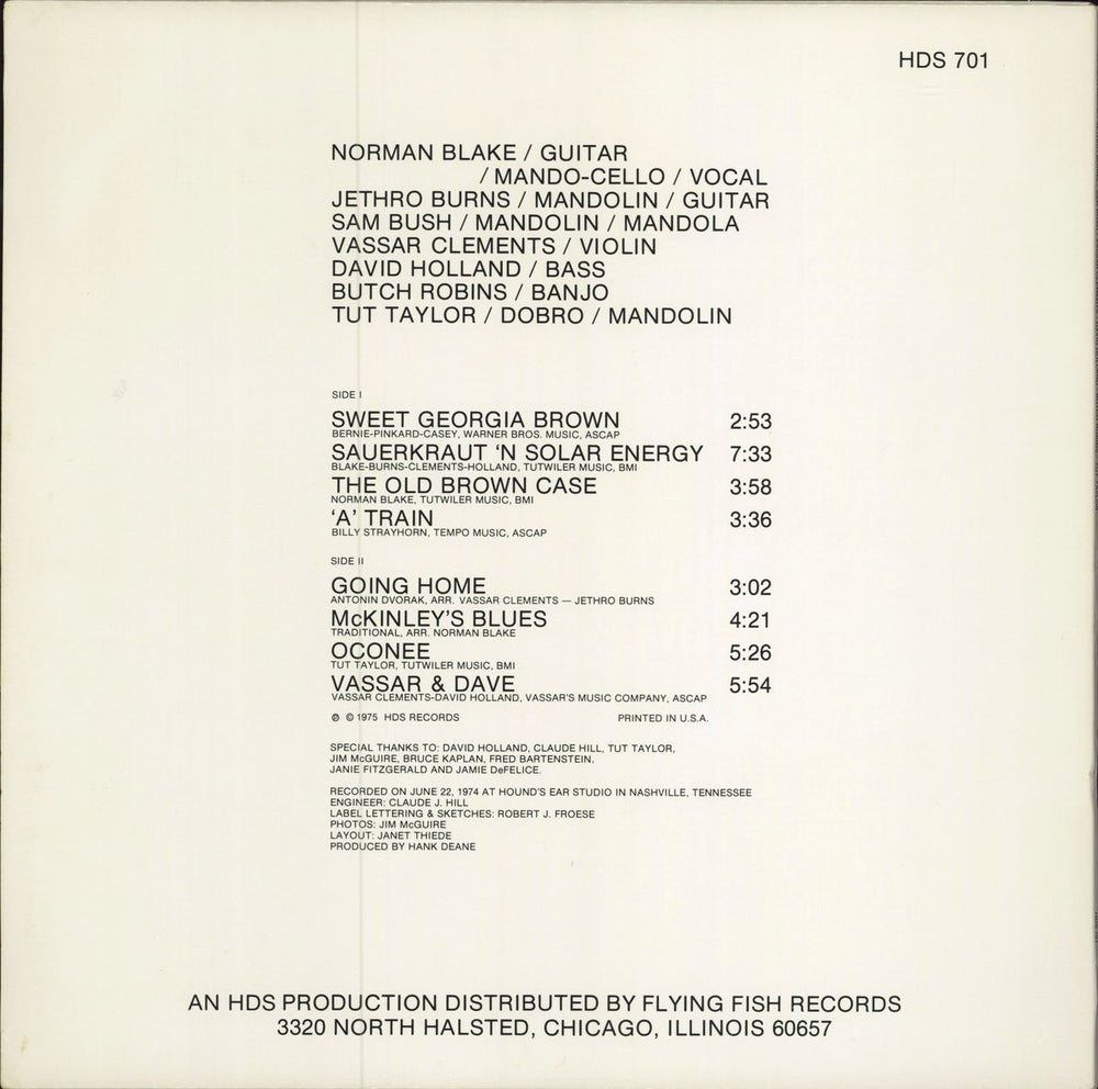 Norman Blake Norman Blake / Tut Taylor / Sam Bush / Butch Robins / Vassar Clements / David Holland / Jethro Burns US vinyl LP album (LP record)