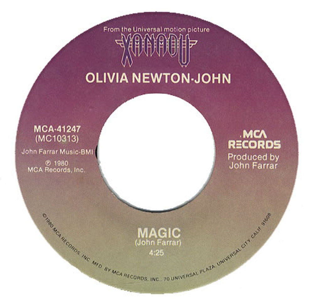 Olivia Newton John Magic - Both Label Designs US 7" vinyl single (7 inch record / 45) ONJ07MA414740