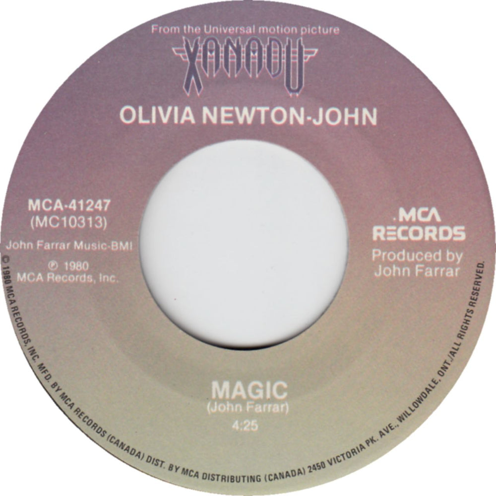 Olivia Newton John Magic Canadian 7" vinyl single (7 inch record / 45) ONJ07MA69663