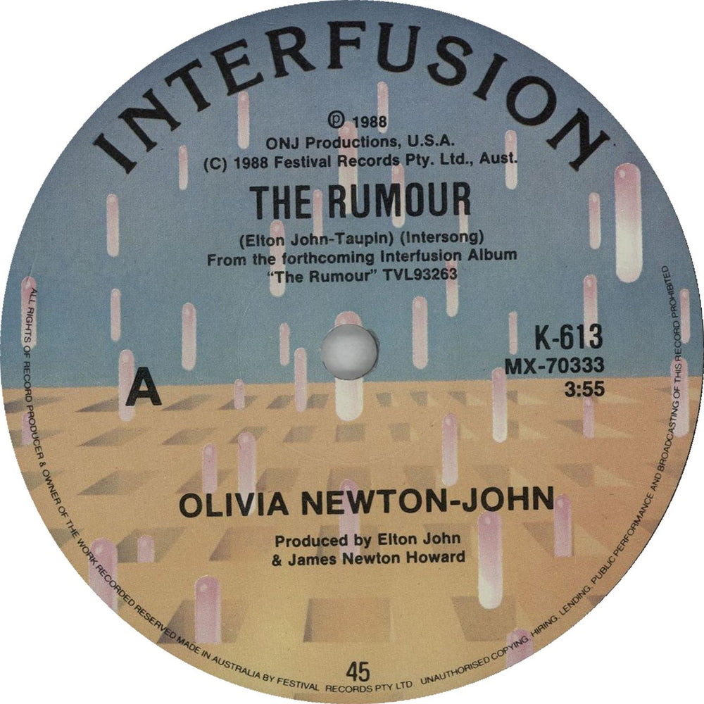 Olivia Newton John The Rumour Australian 7" vinyl single (7 inch record / 45)