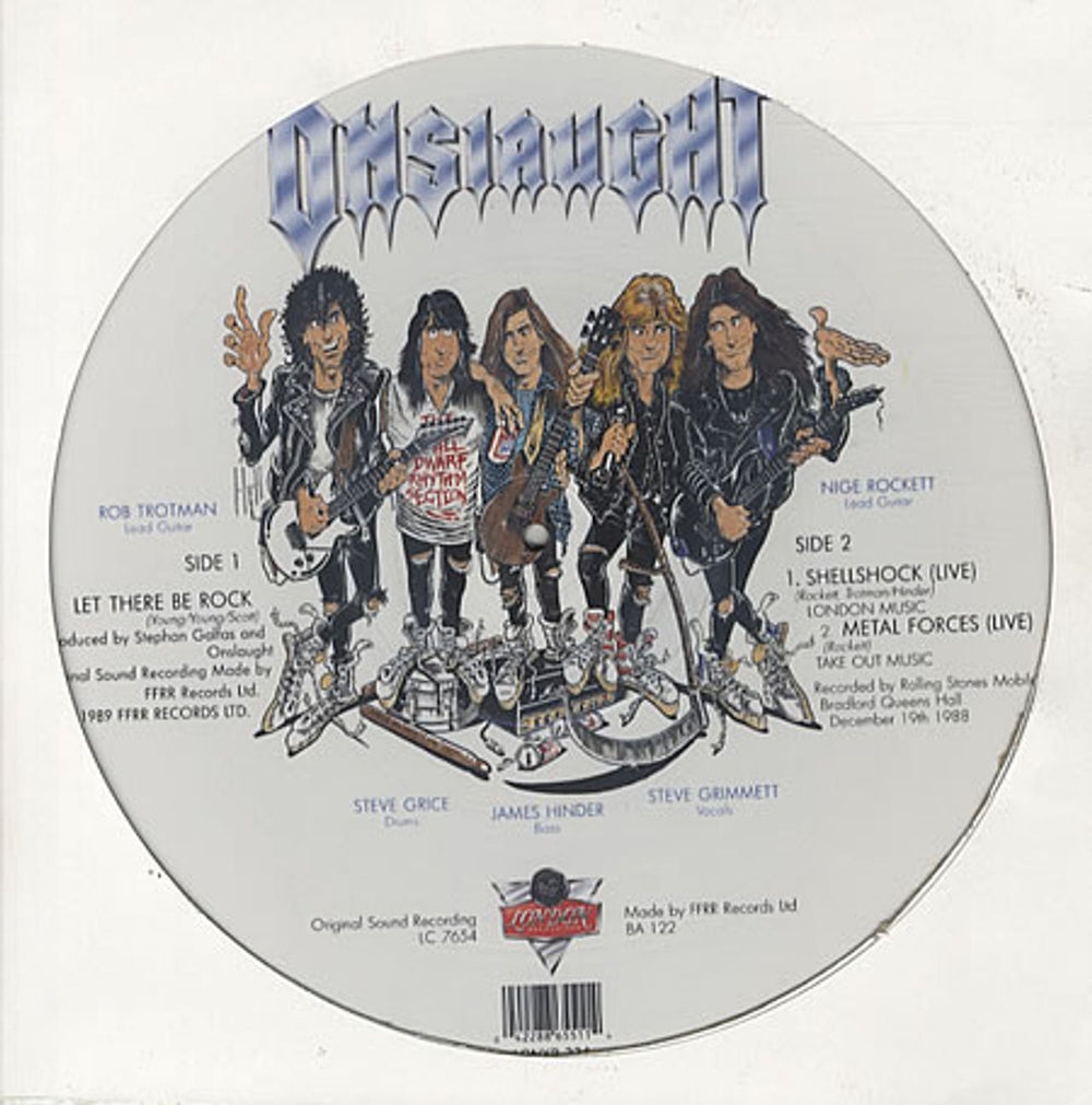 Onslaught Let There Be Rock UK 12" vinyl picture disc (12 inch picture record) ONU2PLE332306