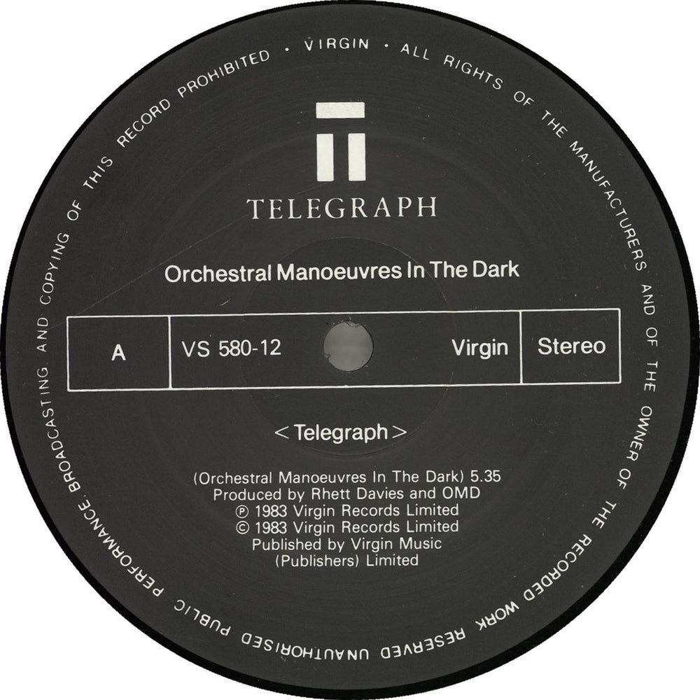 Orchestral Manoeuvres In The Dark Telegraph - Withdrawn Sleeve UK 12" vinyl single (12 inch record / Maxi-single)