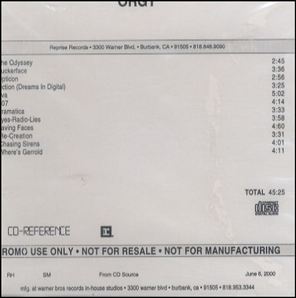 Orgy Orgy - 12-track US Promo CD-R acetate CD ACETATE