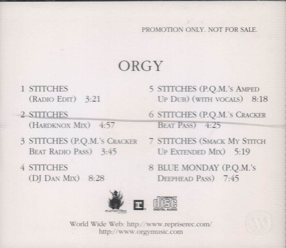 Orgy Stitches US Promo CD single (CD5 / 5") PRO-CD-9793-R