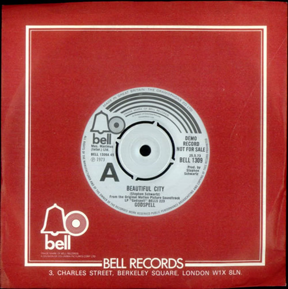 Original Soundtrack Beautiful City UK Promo 7" vinyl single (7 inch record / 45) BELL1309