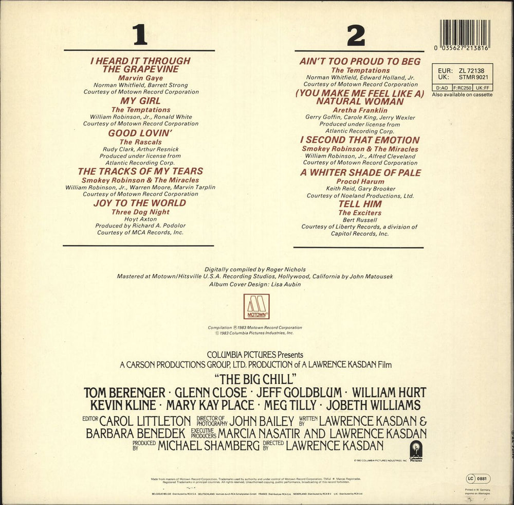 Original Soundtrack The Big Chill German Promo vinyl LP album (LP record) 035627213816