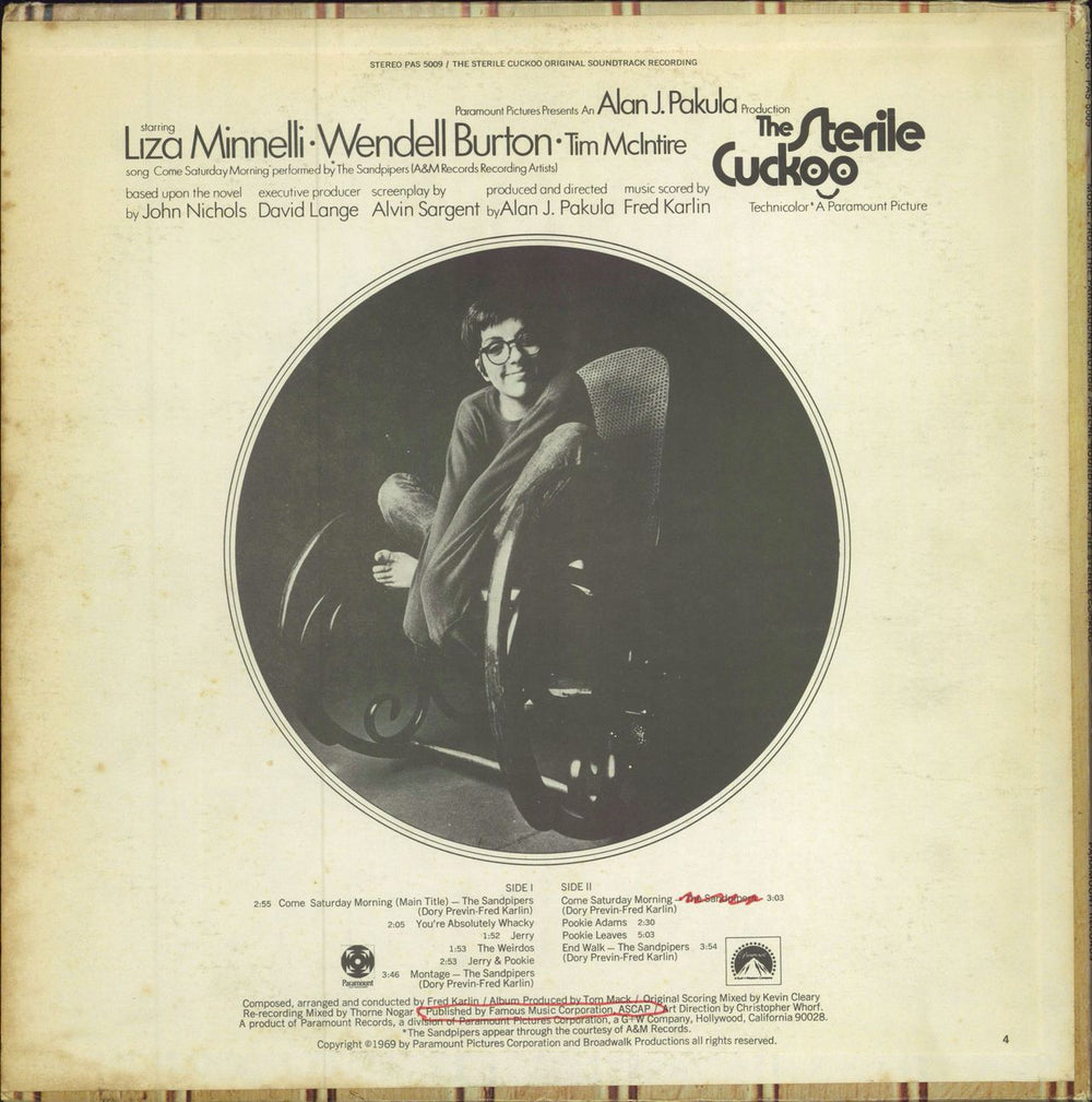 Original Soundtrack The Sterile Cuckoo US vinyl LP album (LP record)