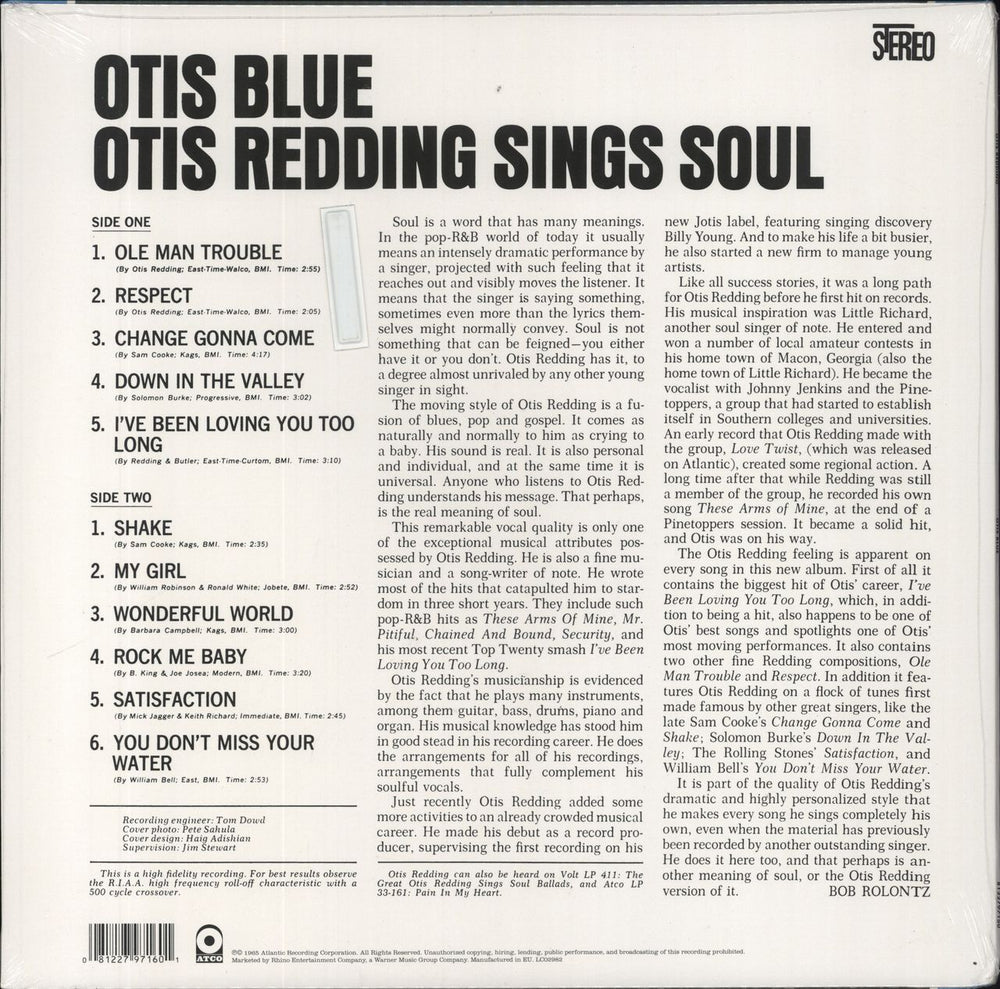 Otis Redding Otis Blue/Otis Redding Sings Soul - 180gm Blue Vinyl + Sealed UK vinyl LP album (LP record) 081227971601