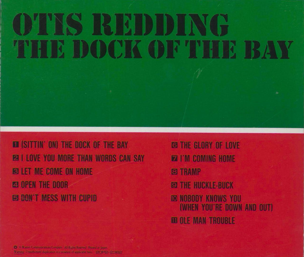 Otis Redding The Dock Of The Bay Japanese CD album (CDLP)