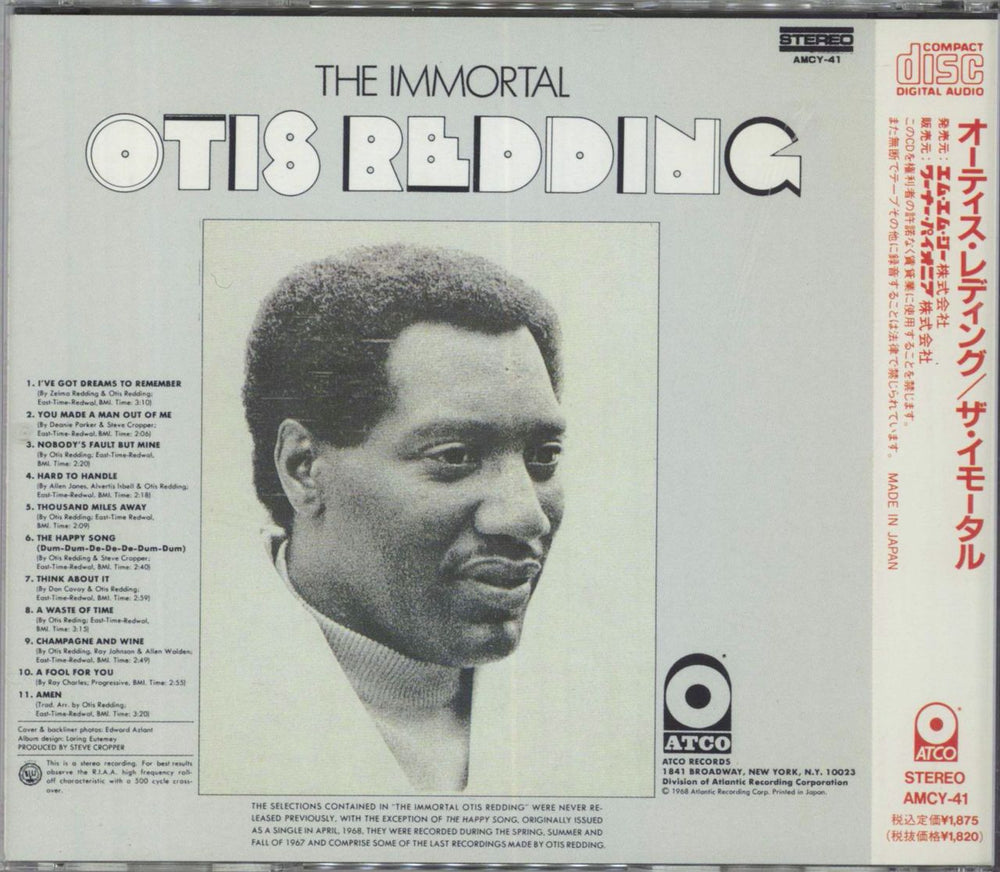 Otis Redding The Immortal Otis Redding Japanese CD album (CDLP)