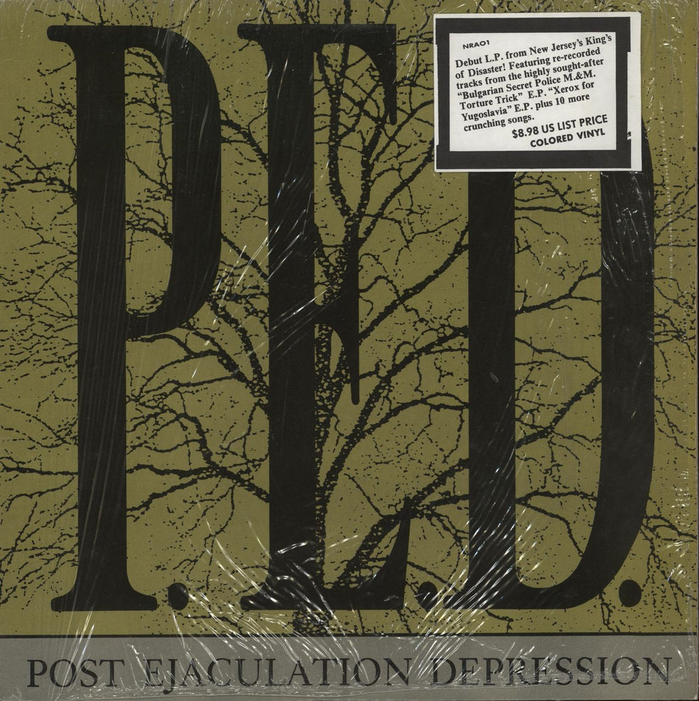 P.E.D. Post Ejaculation Depression - Yellow Vinyl + Hype Stickered Shrink US vinyl LP album (LP record) NRA01