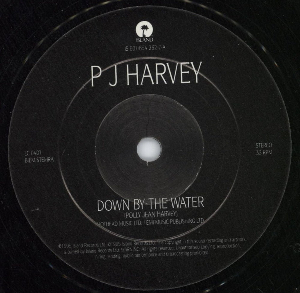 P.J. Harvey Down By The Water - EX UK 7" vinyl single (7 inch record / 45) PJH07DO815979